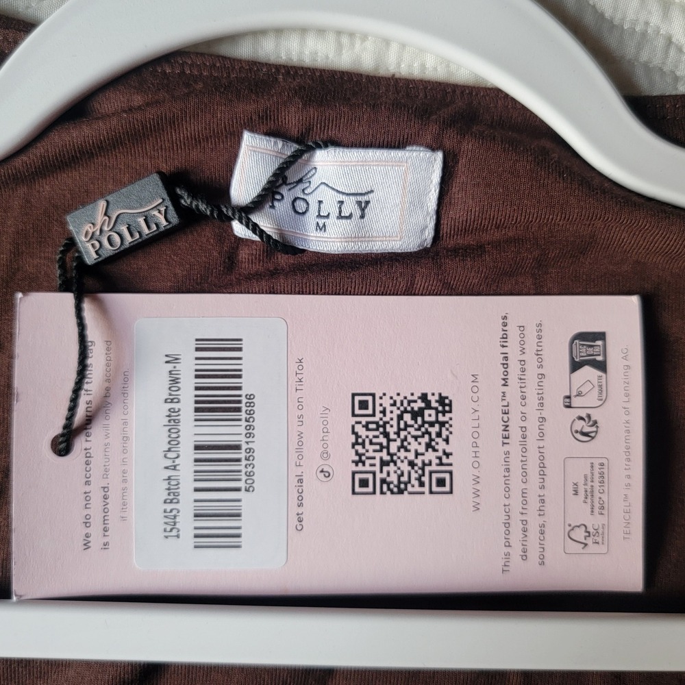 NWT Oh Polly Kaia Modal Square-Neck Long-Sleeve Top in Chocolate Brown Medium - Picture 7 of 9